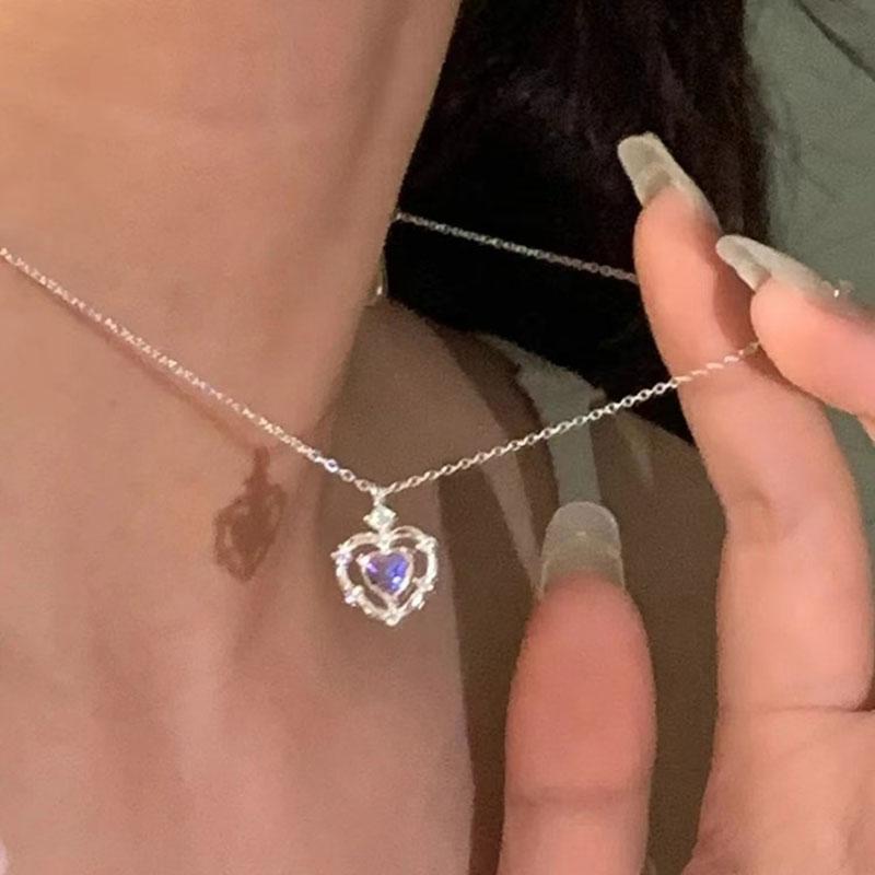 Ожерелье ручной работы из циркона и лунного камня Love Simple Moonlight Heart Shaped Cuestion Women Wedding Gift Wholesale