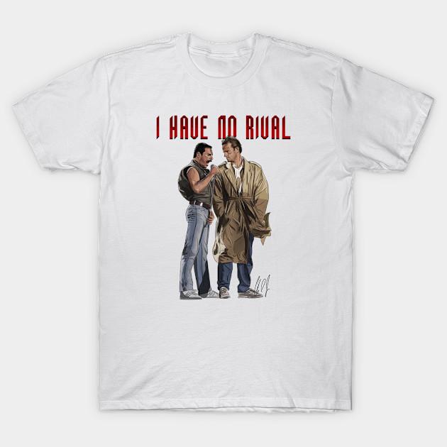 Men Black Print T-shirt Highlander W/ Freddy Mercury: I Have No Rival No-Cut Transfer Paper Print Cotton Tshirt