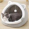 Semi Closed Cat Nest Winter Warm Removable Cute Pussycat Bed Washable Pet Dog House Foldable 4 Seasons Pet Sleeping Accessories