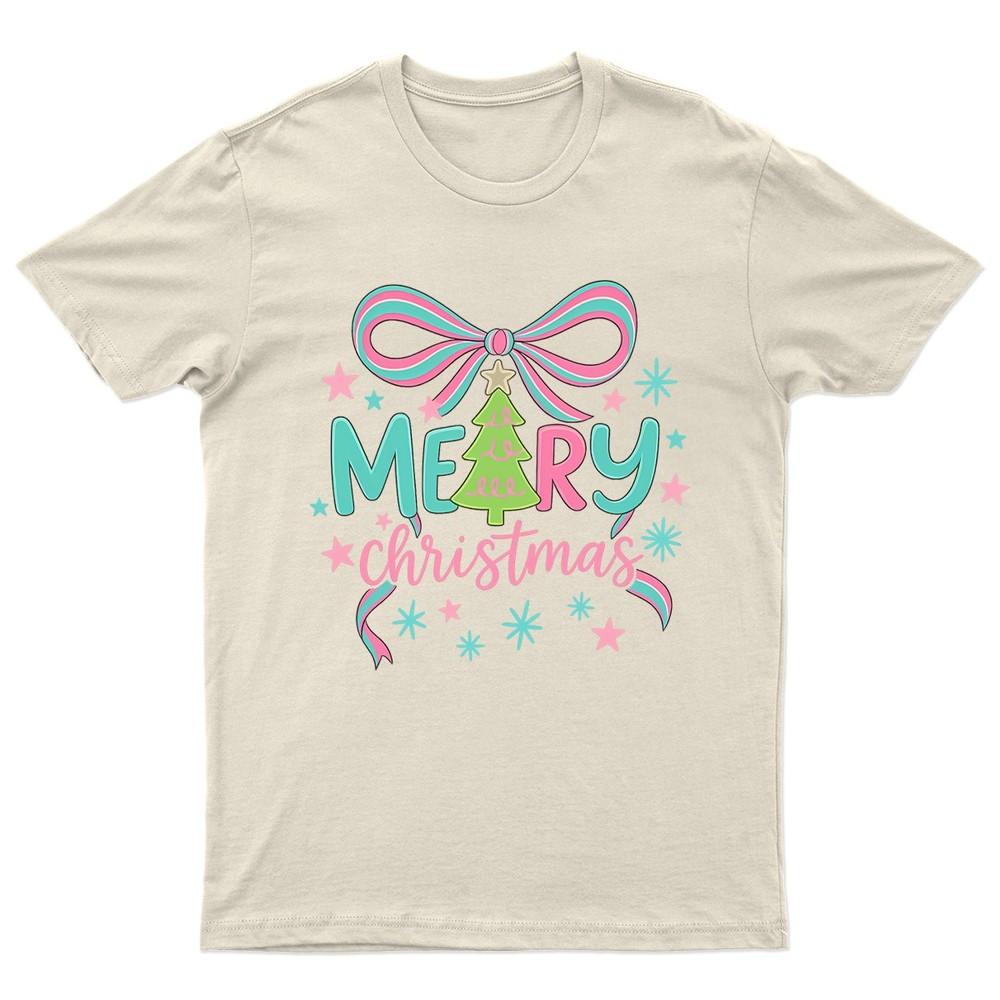 Meary Christmas Holiday Bow TShirt Unisex Gift Retro Funny Unisexs Vintage