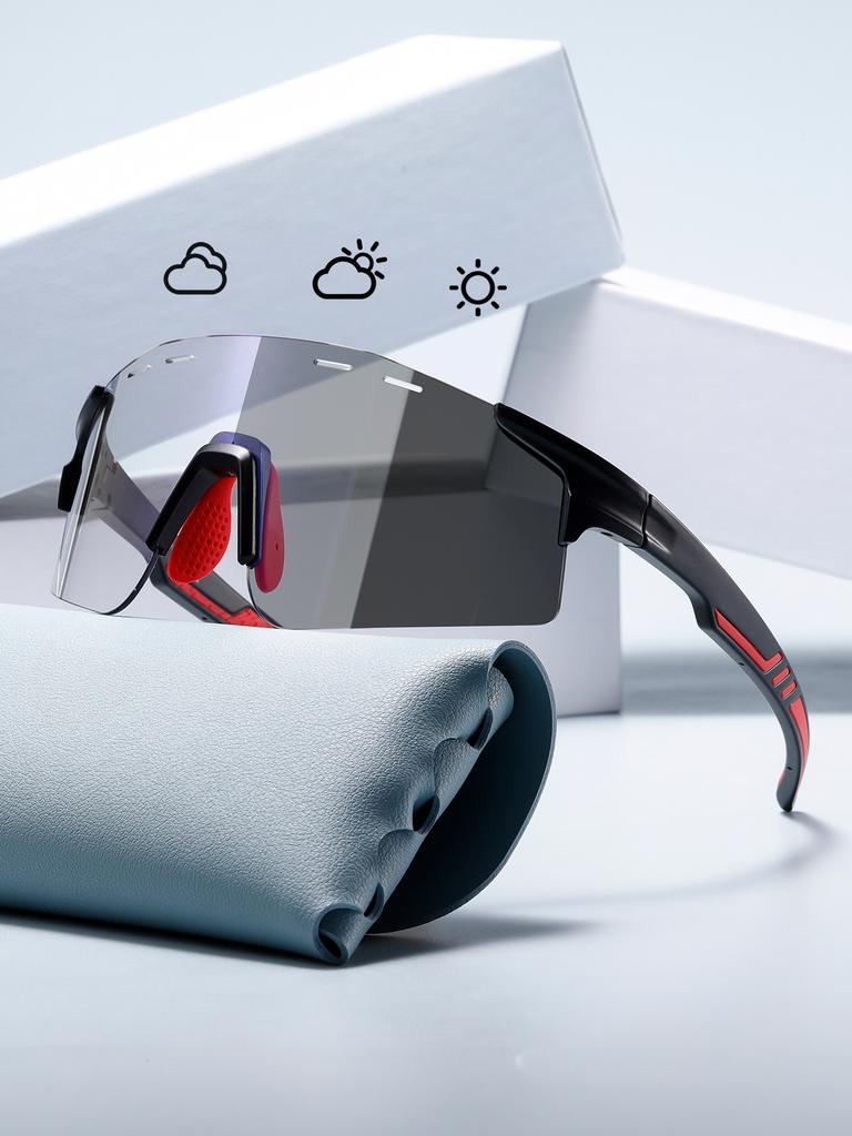 Солнцезащитные очки для велоспорта, меняющие цвет, для спорта на открытом воздухе, ветрозащитные очки, литьевые, нескользящие, с большой оправой 9061