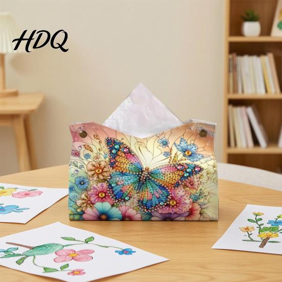 Набор для рисования стразами своими руками DIY Искусство Алмазная мозаика Тканевая коробка Кожаный настольный Держатель для блестящих принадлежностей Сумка 5D Вышивка Поделки для дома Офиса Автомобиля