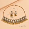 Винтажный комплект ювелирных изделий Этнические инкрустированные кристаллами вечерние аксессуары Женские ожерелья Серьги