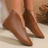 New Autumn New Retro Pointed Soft Leather Casual Short Boots Women's Solid Color Foot Cover Women's Casual Lazy Shoes