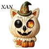 Vintage Wood Crafts for Autumn Halloween Wooden Tabletop Decor, Rustic Ghost Black Cat Pumpkin Owl Centerpieces, Retro Distressed Ornaments Farmhouse