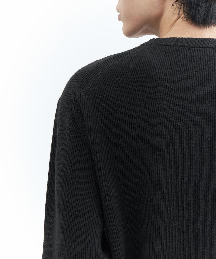 Musinsa Standard [Victoria Wool] Минималистичный ребристый джемпер с круглым вырезом [Темно-серый]