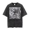 2026 Summer Men's Vintage Washed Anime Printed T-shirt Decorated With Hisoka Morow, Bungee Gum and Spider Poker Card Patterns From HUNTER×HUNTER