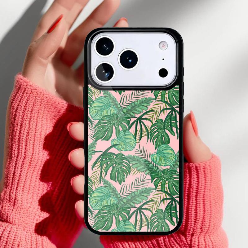 Чехол для телефона 'Цветок Монстеры Тропические Зеленые Листья' для iPhone 17 Air 16e 15 14 13 Pro Max Задняя крышка для 12 11 Pro Coque