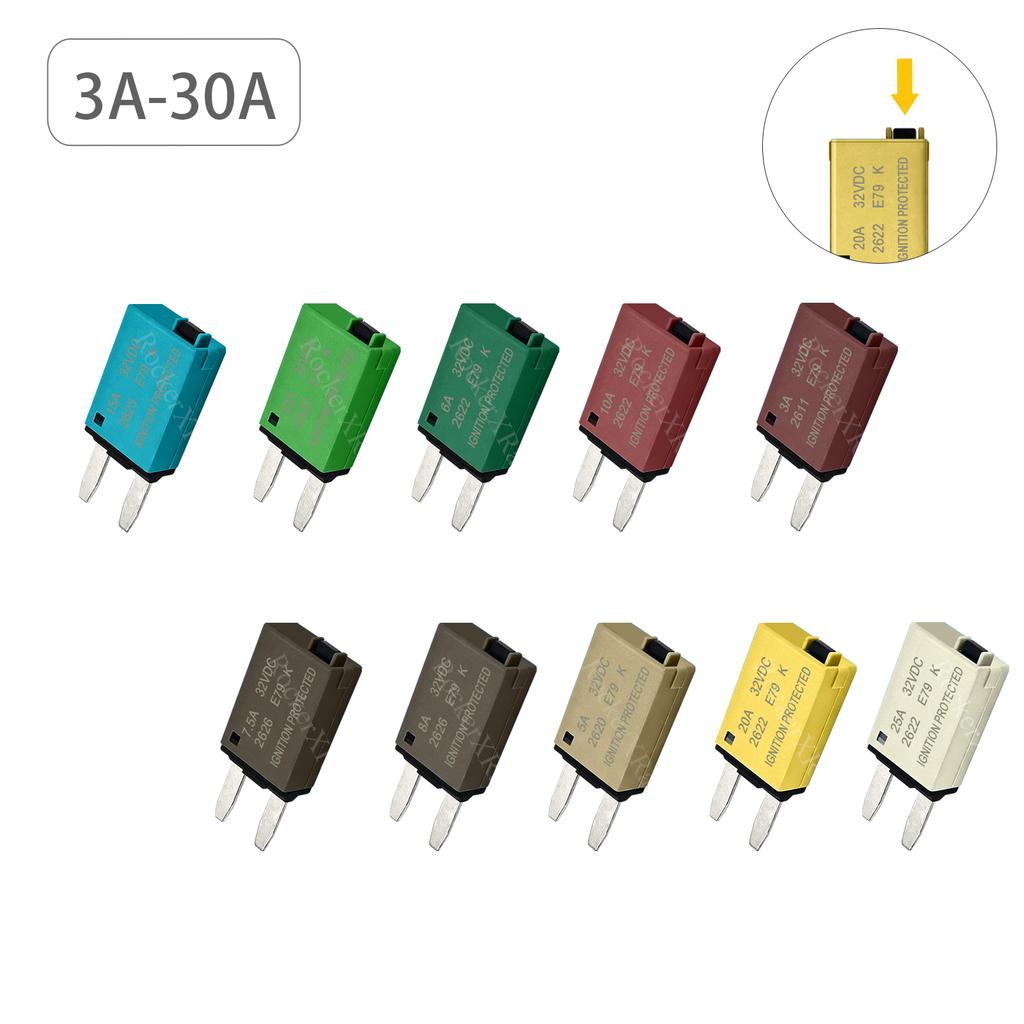 ATM Resettable Fuse Low Profile Mini Blade Fuse 3A 5A 10A 15A 20A 30A for Marine RV 12V/32V Car Circuit Breaker Fuses4