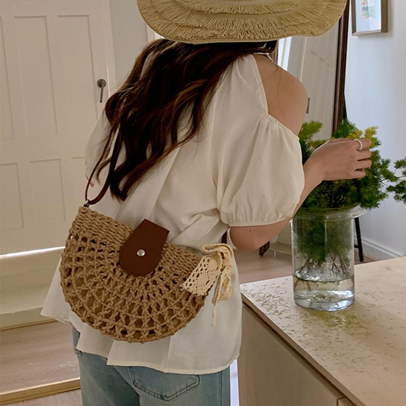 Летние ротанговые сумки женские седло соломенная сумка через плечо ручной работы плетеная сумка кроссбоди дамские сумочки богемный дорожный клатч пляжная сумка