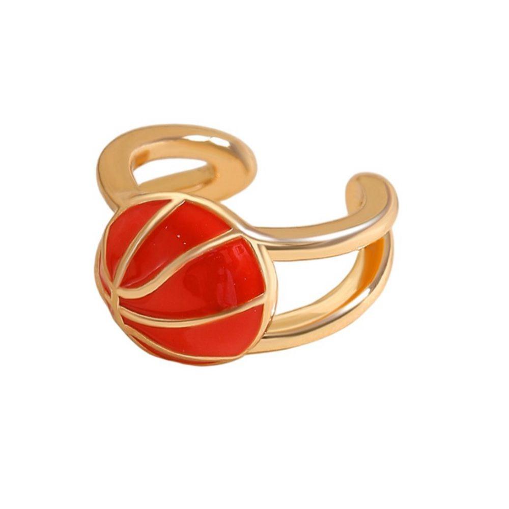 Colourful Adjustable Finger Ring Copper Sports Balls Shaped Open Rings Football Ear Clips Holiday