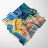 2025 Oil Painting Silk Scarf For Women New Print Female Foulard Scarfs Handle Kerchief Fashion Head Foulard Square Scarves