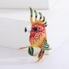 Fashion Rainbow Cute Parrot Brooches For Women Luxury Yellow Gold Color Enamel Alloy Animal Brooch Safety Pins