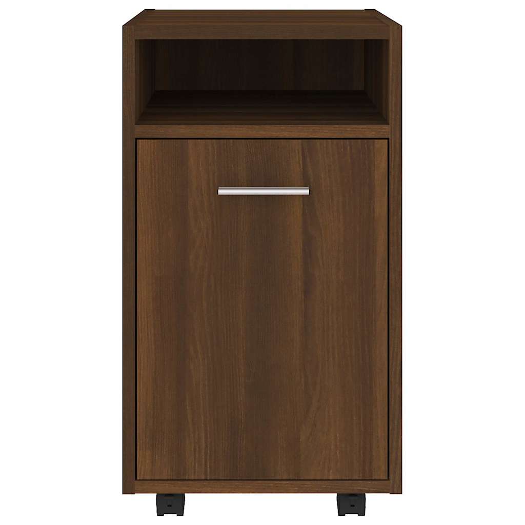 Side Table with Casters Brown Oak Effect 33 x 38 x 60 cm
