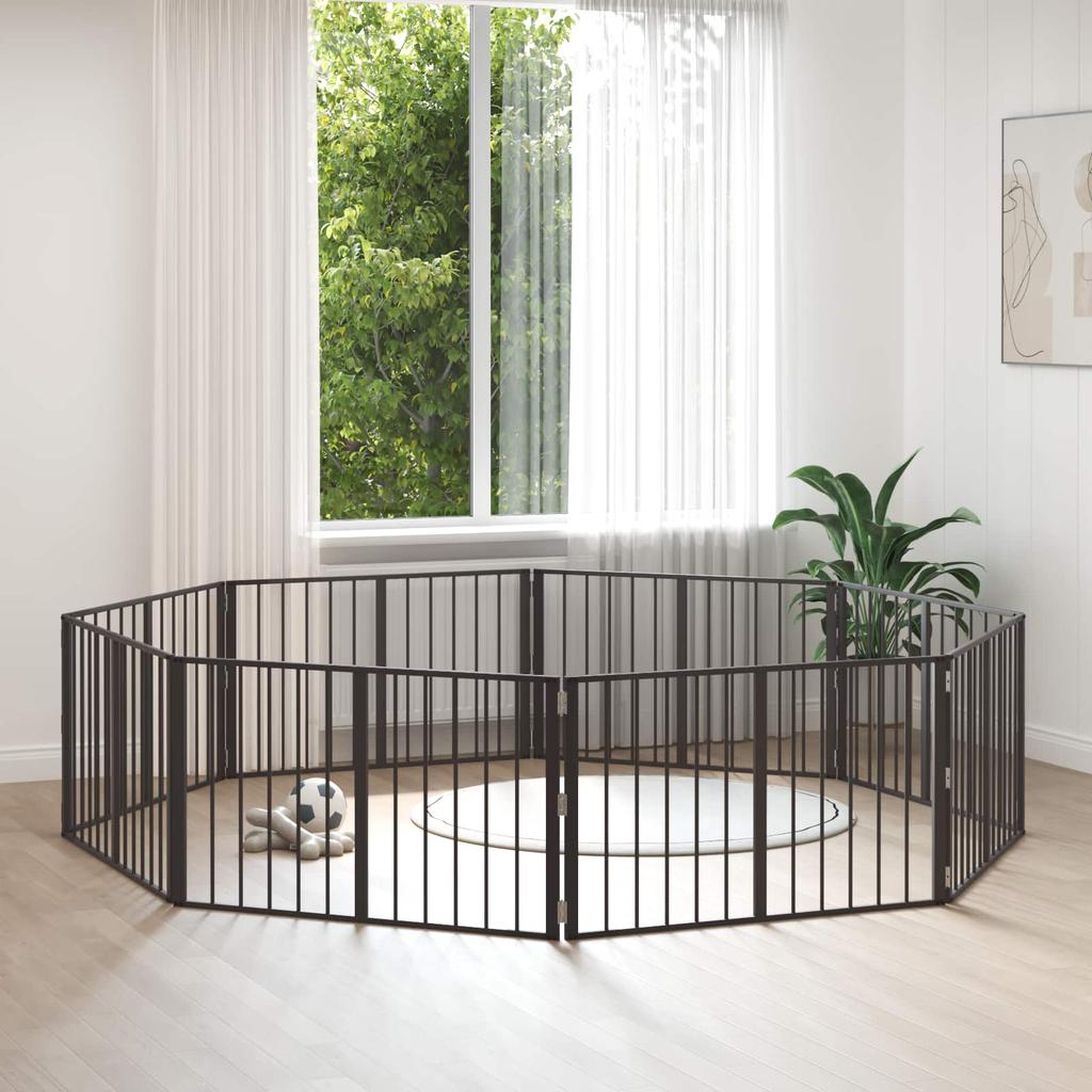 Dog Gate 8 pcs Black 100 x 60 cm Galvanized Steel