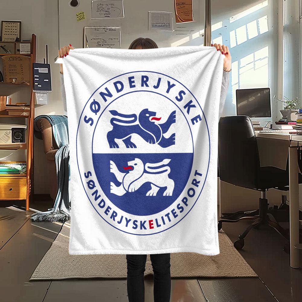 sonderjyske FC Printed Flannel Blanket, soft throw for bedroom sofa, washable,soccer fan merchandise, great gift.
