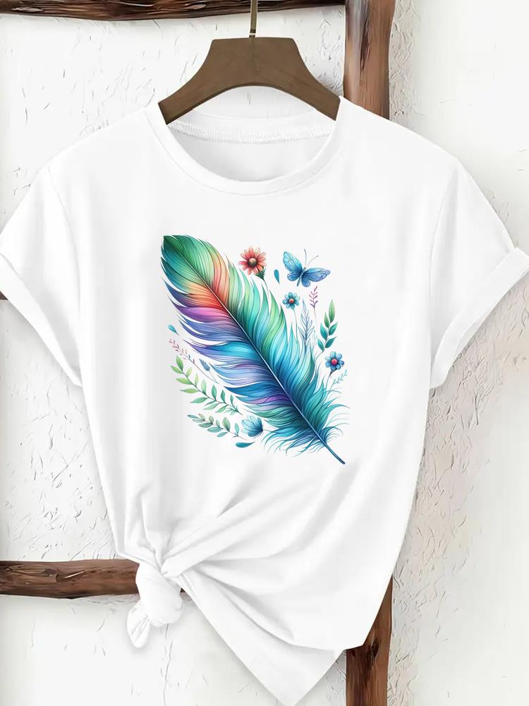 (Asian Size) Tee Print Fashion Top Women Clothing T Shirt Woman Female Sweet Love Heart Trend Cute Short Sleeve Graphic T-shirts