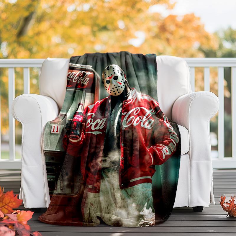 Christmas gift Halloween themed cola beverage Coca Cola blanket soft home furnishing nap decoration four seasons warm Sherpa blanket U26
