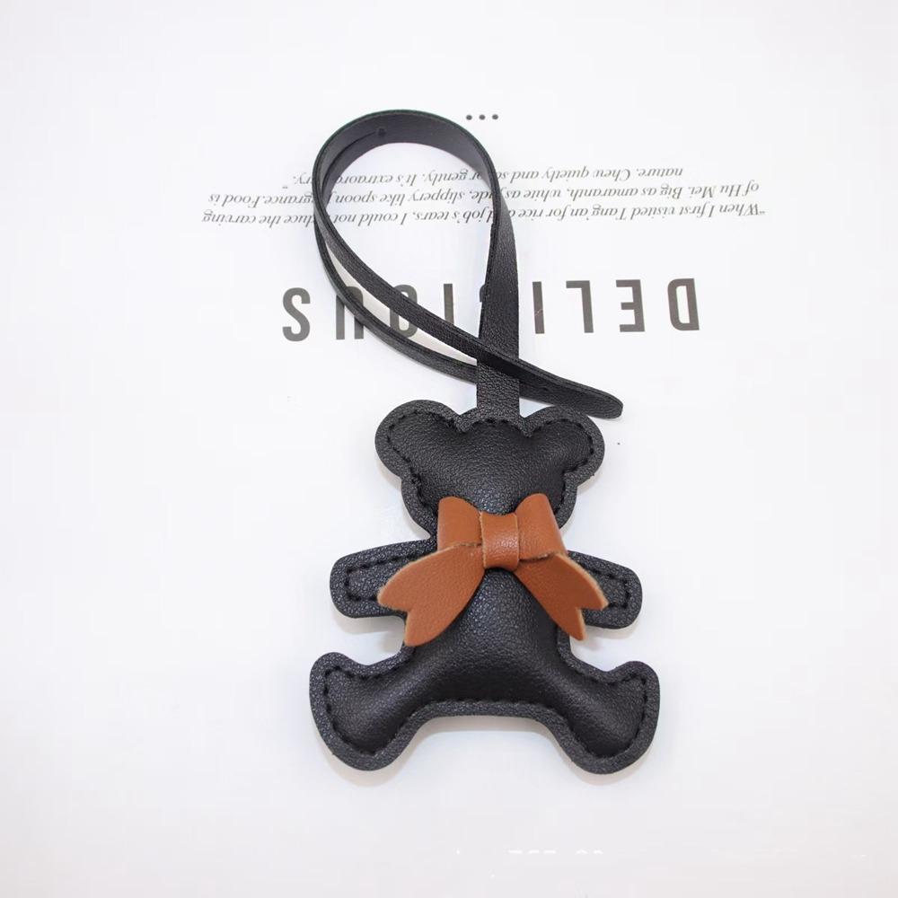Soft PU Leather Keyring Car Key Holder Cartoon Bag Pendant Bow Bear Keychain Hanging Accessory