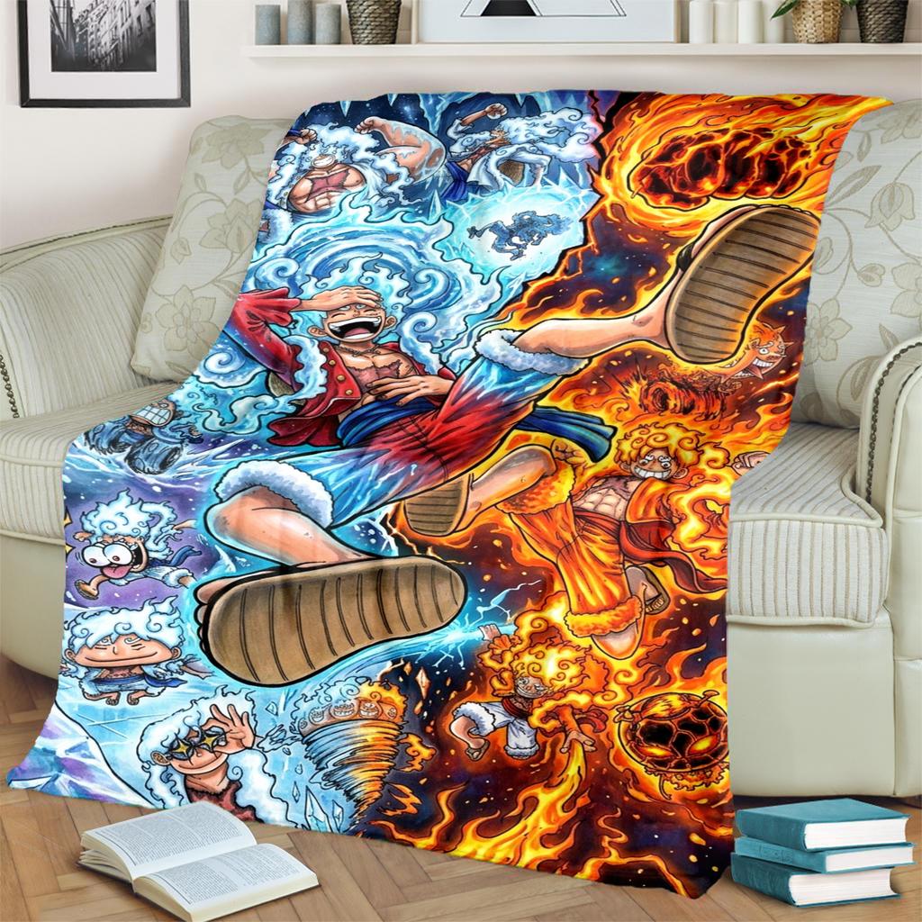 Comfortable Flannel Blanket with "ONE PIECE" Print Warm for Bedrooms, Sofas, Beds, Chairs, Travel
