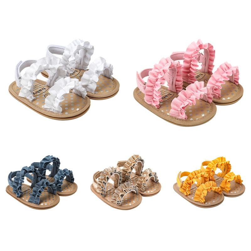 Summer Baby Girls Sandals Toddler Newborn Baby Girl Cotton Shoes Soft Sole Flat Infant Anti-Slip First Walkers
