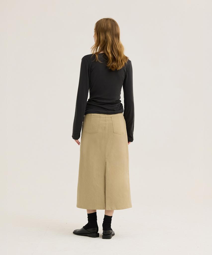 War For Woman W1103 Basic Long Skirt_Beige