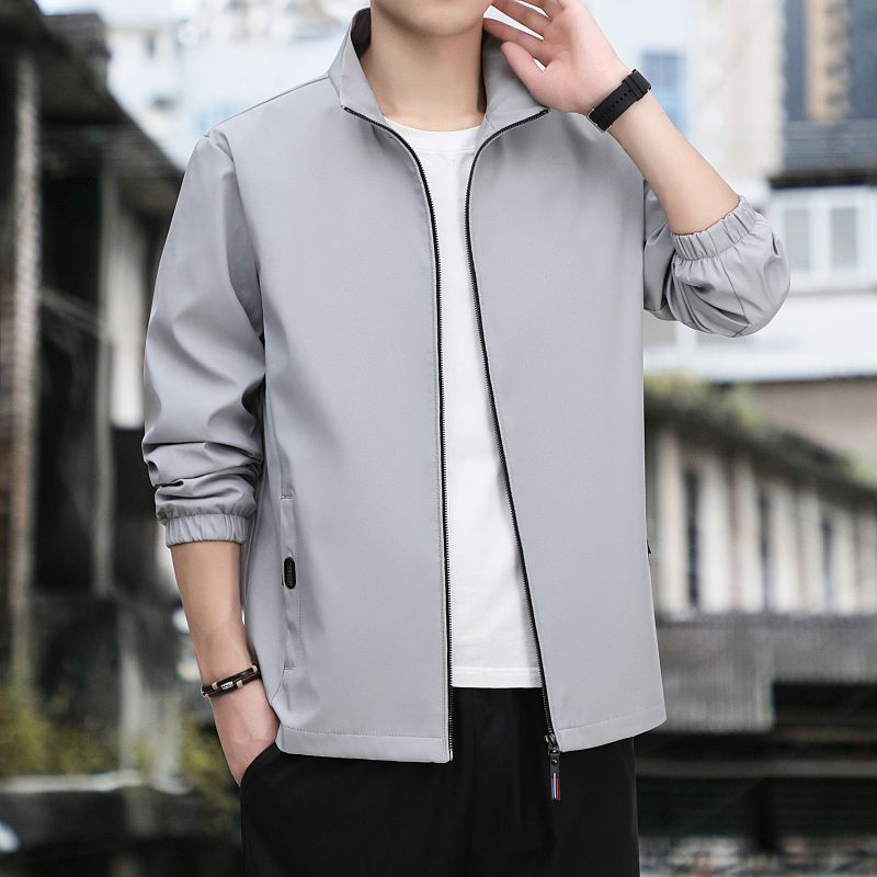 Повседневная мужская куртка весна-осень универсальная простая мужская бейсбольная куртка с воротником-стойкой однотонная