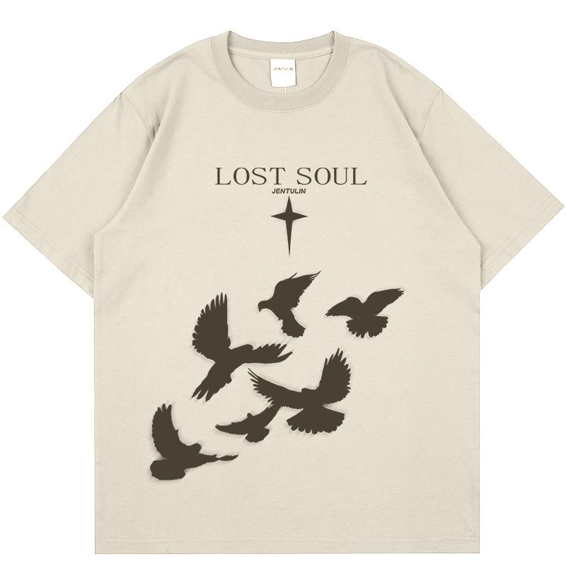 2024 Hip Hop Streetwear T Shirt Men Lost Soul Shadow Graphic TShirt Harajuku Cotton Loose Tshirt Short Sleeve Tops Tees Hipster