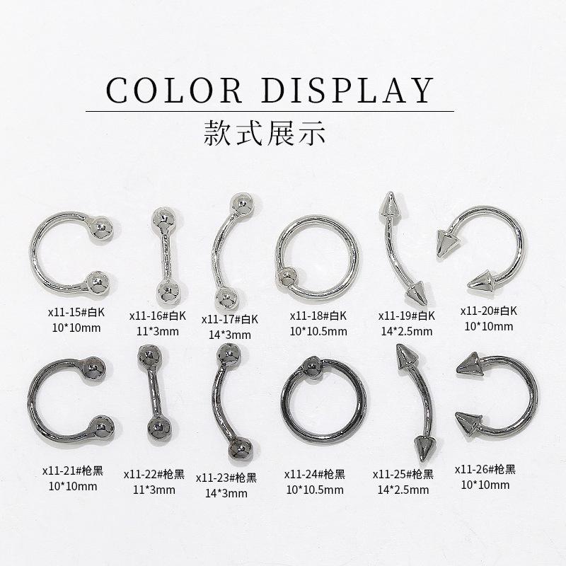 10Pcs Metal Nail Studs 3D Alloy Nail Charms Silver Mixed Shapes Nail Art Decorations DIY Manicure Accessories