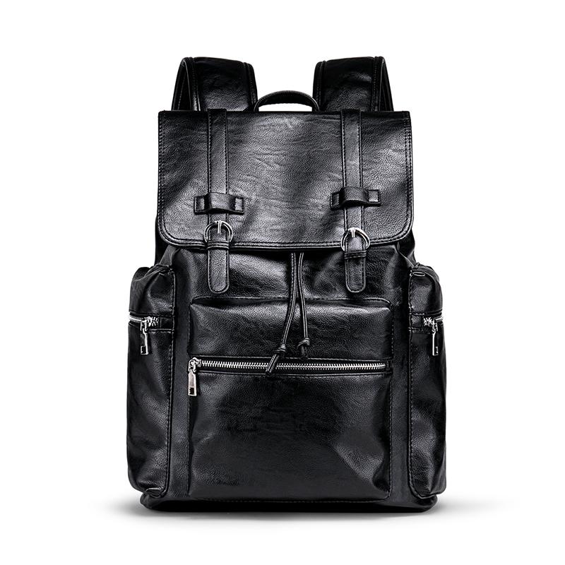 Large Capacity Leather PU Men's Backpack Expandable Backpack USB Charger Travel Computer Laptop Students Fashion