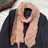Warm Gradient Texture Scarf Bohemian Bandana Shawl Wraps Women's Long Pleated Shawl  Outdoor Use