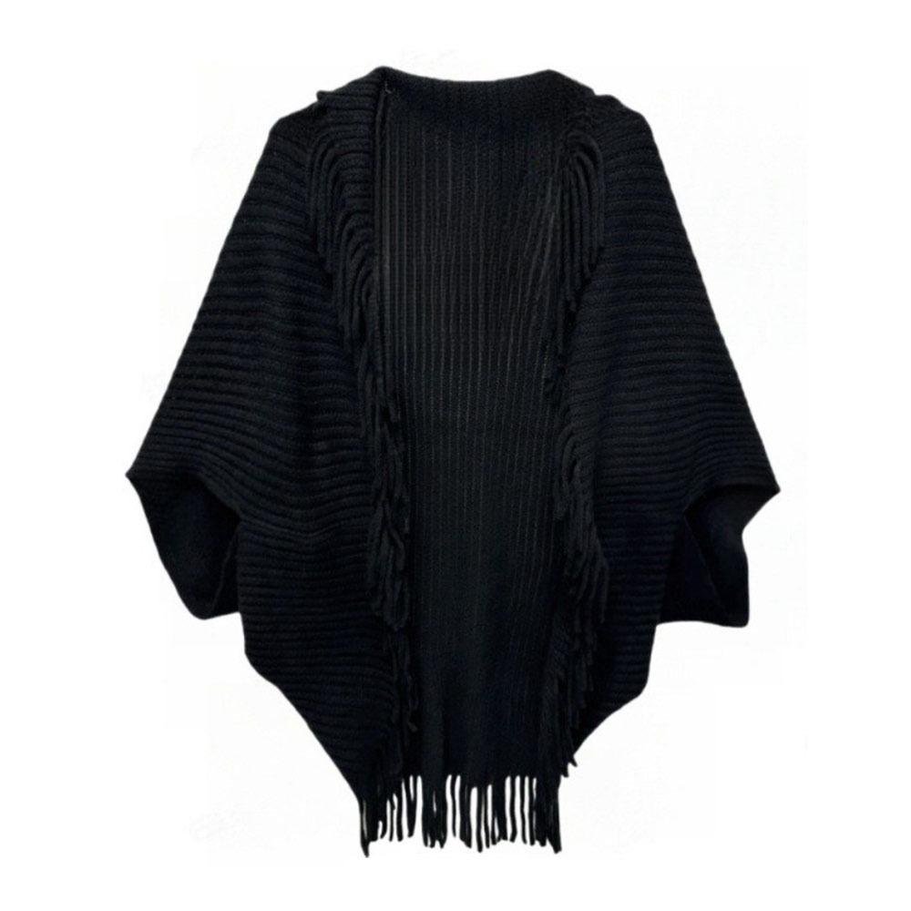 Женский шаль-накидка с V-образным вырезом, вязаная шаль с бахромой, новые накидки, шарф, пальто, Весна Осень