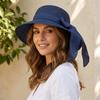 Portable Big Brimmed Woven Cap Hollow Out Bucket Hat Folding Sun Cap Bow Fisherman Cap  Camping