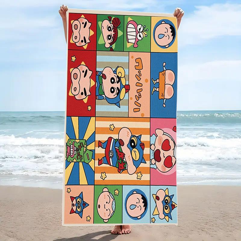 Anime Crayonshinchan Print Beach Towel, Large Soft Quick Dry Towel for Beach Camping Swimming