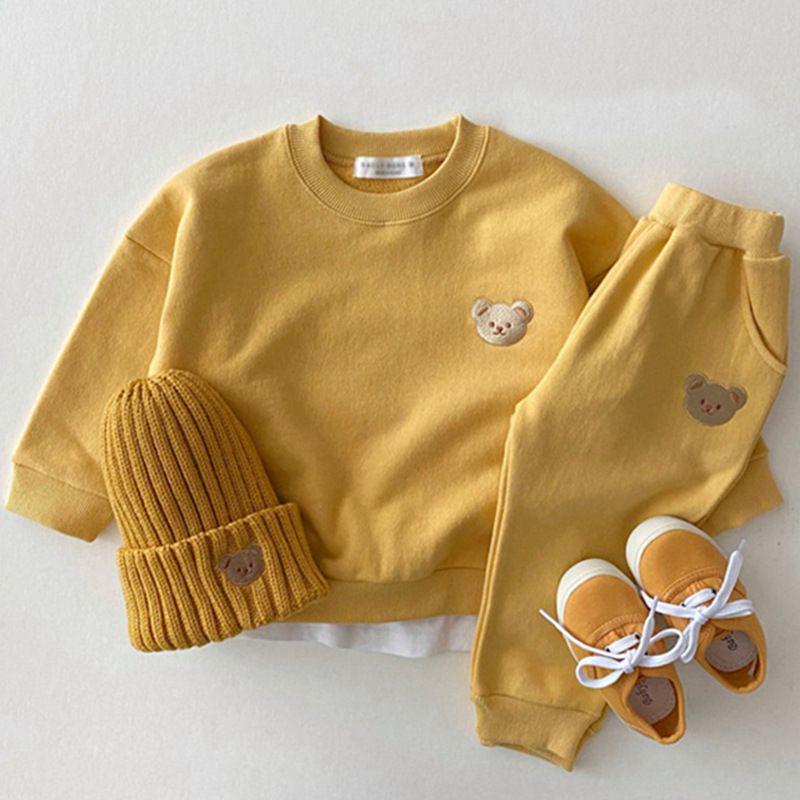 Комплект из толстовки с мультяшным мишкой, шапки и ботиночек для младенцев на весну/осень