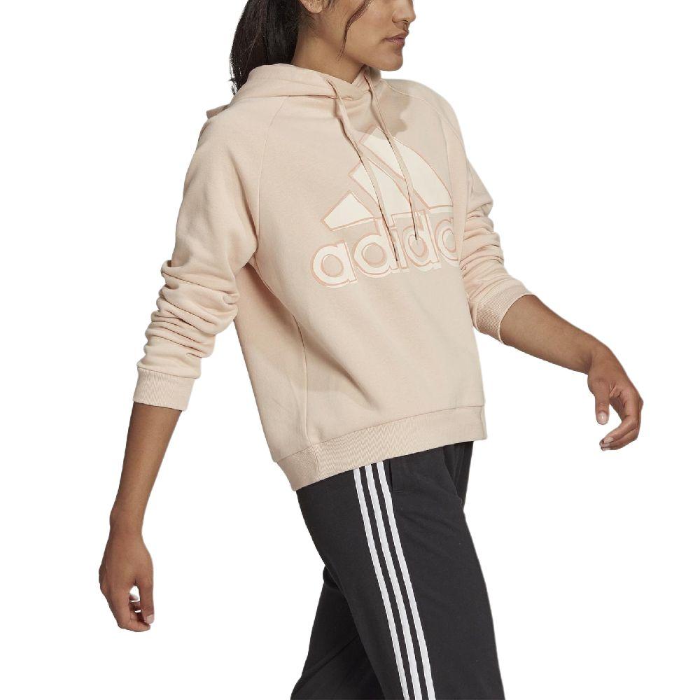 adidas Женская спортивная толстовка с капюшоном и логотипом в виде буквы, светло-розовая HB5107
