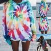Women Loose Tie-Dye Printed Hoodies Pullover Casual Long Sleeve Sweatshirts Tops