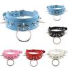 Spike Collar Adjustable Comfortable To Wear Faux Leather Punk Rock Style Neck Strap for Party