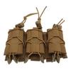 Outdoor Triple Molle Mag Pouch 9mm Open Top Triple Magazine Pouch Holder Short Style Brown