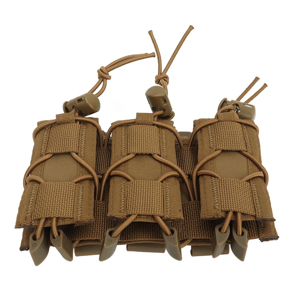 Outdoor Triple Molle Mag Pouch 9mm Open Top Triple Magazine Pouch Holder Short Style Brown