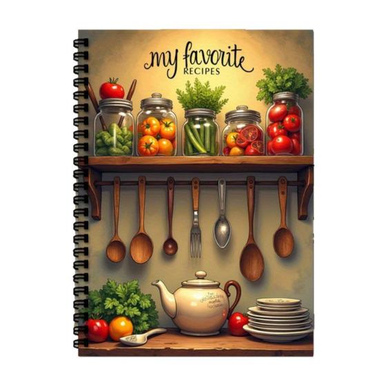 Spiral Recipe Binder Notebook Personalized Kitchen Meal Planner with Thick Paper Leak-Proof Cookbook Gift for Home & Office Use