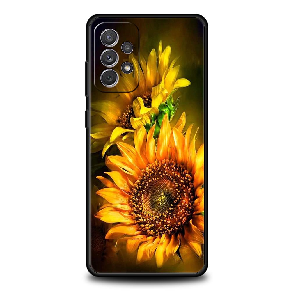 Чехол для телефона подсолнух для Samsung Galaxy A15 A14 A25 A54 A34 A51 A71 A72 A73 A32 A52 A52S A11 A21S A31 A41 5G Мягкий чехол Capa Сумка
