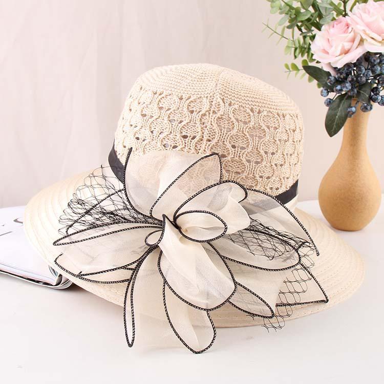 Mesh flower organza fisherman's hat children summer breathable sun visor elegant dome sun hat