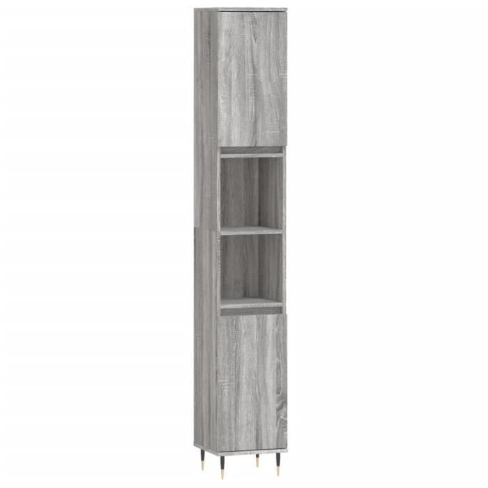 VidaXL Bathroom Cabinet Sonoma Grey 30x30x190 Cm Engineered Wood 831530