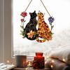 Dual Cat Flower Hanging Decoration Front Door Wall Window Acrylic Kitten Animal Floral Ornament Pendant Christmas Festival Gift
