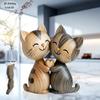 Wooden Kitten Couple Sculpture Charming 2D Flat Cat Enthusiast Gift Light and Dark Wood Grain Desktop Entrance Home Decoration