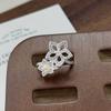 Hollow Flower Zircon Super Fairy Personality Opening Ring Women'S Niche Design Sense Exquisite Fashion Light Luxury Ring