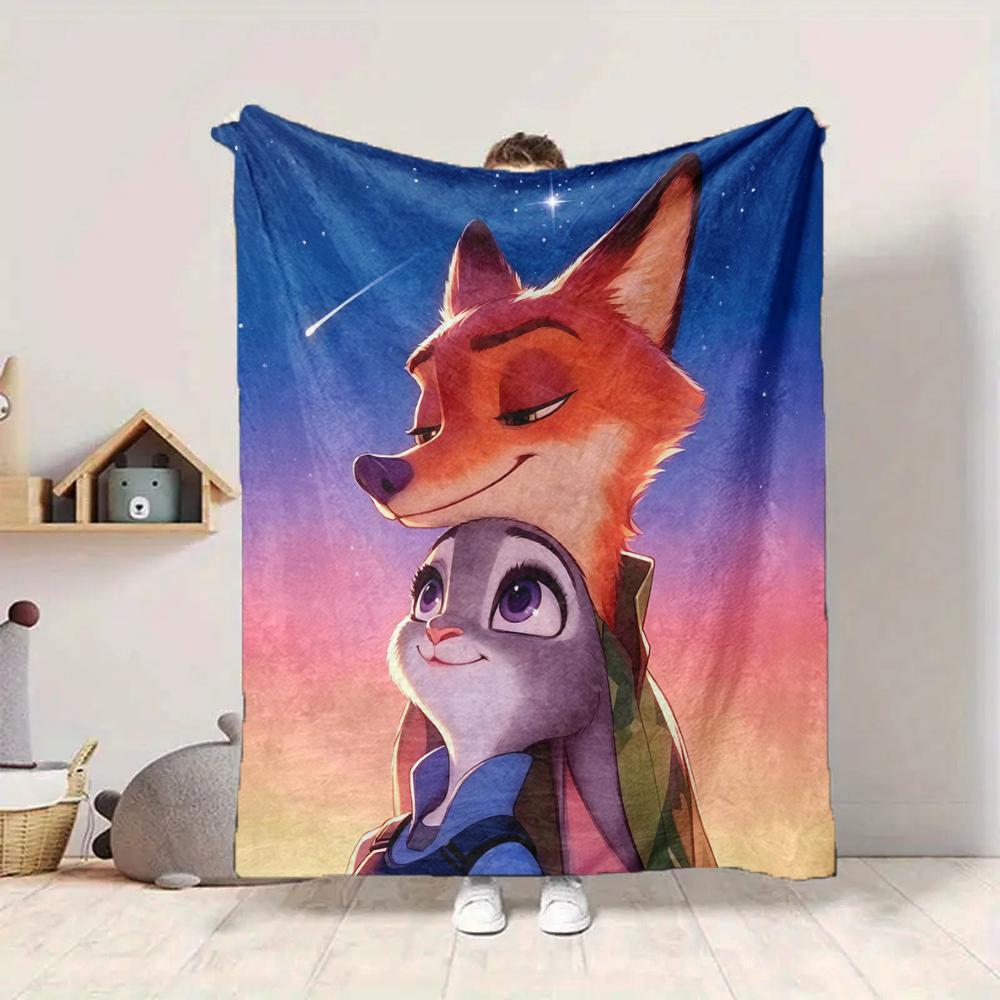 1Pc Fox Hare Blanket Soft And Comfortable Casual Warm Camping Travel Christmas Halloween Xmas Gift M928301