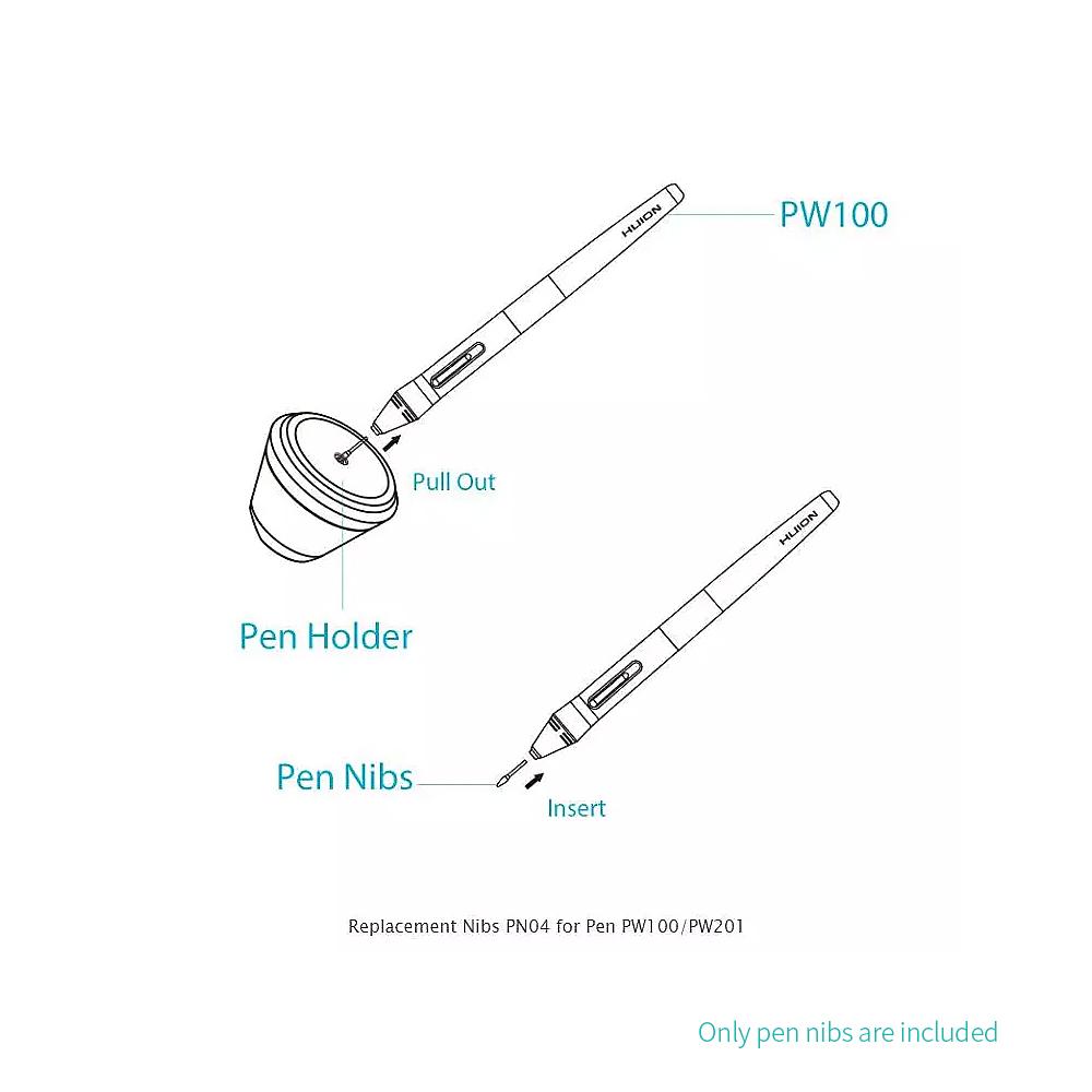 Huion PN04 10 шт. Сменные наконечники для пера Графический планшет Наконечники для пера Высокое качество Износостойкий наконечник для пера для Huion PW100 PW201