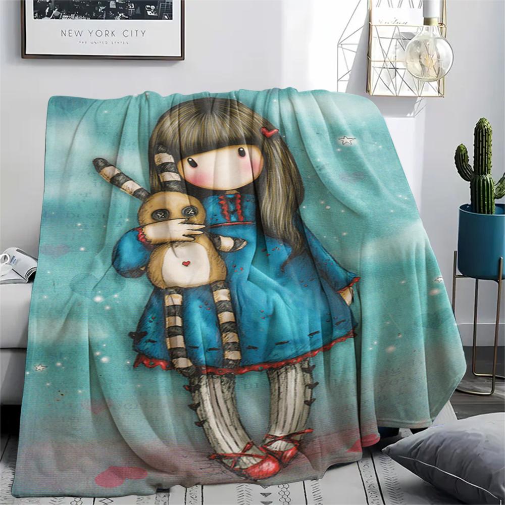 1PC Santoro Print Flannel Blanket, High quality Comfortable for All Seasons, Home Decor, Warmth and Comfort, Perfect for Christmas Gifts141